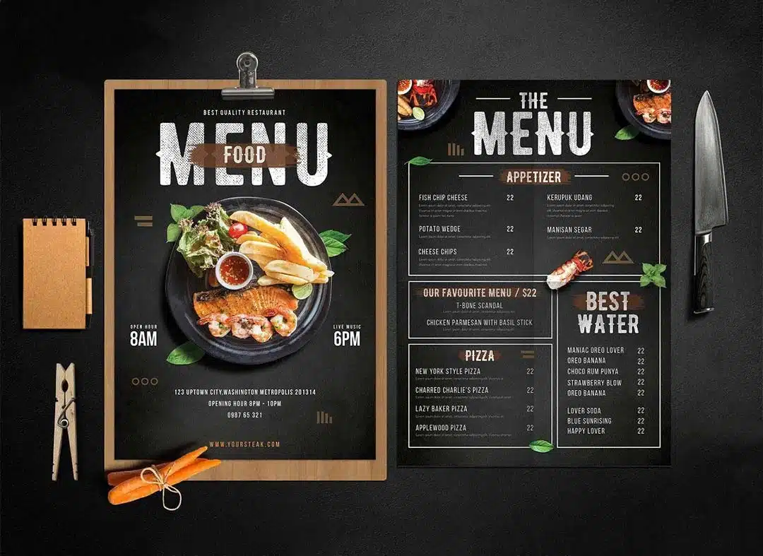 Animated video showcasing a restaurant menu with vivid visuals and detailed presentations of each dish, demonstrating the quality and creativity of the restaurant’s offerings.