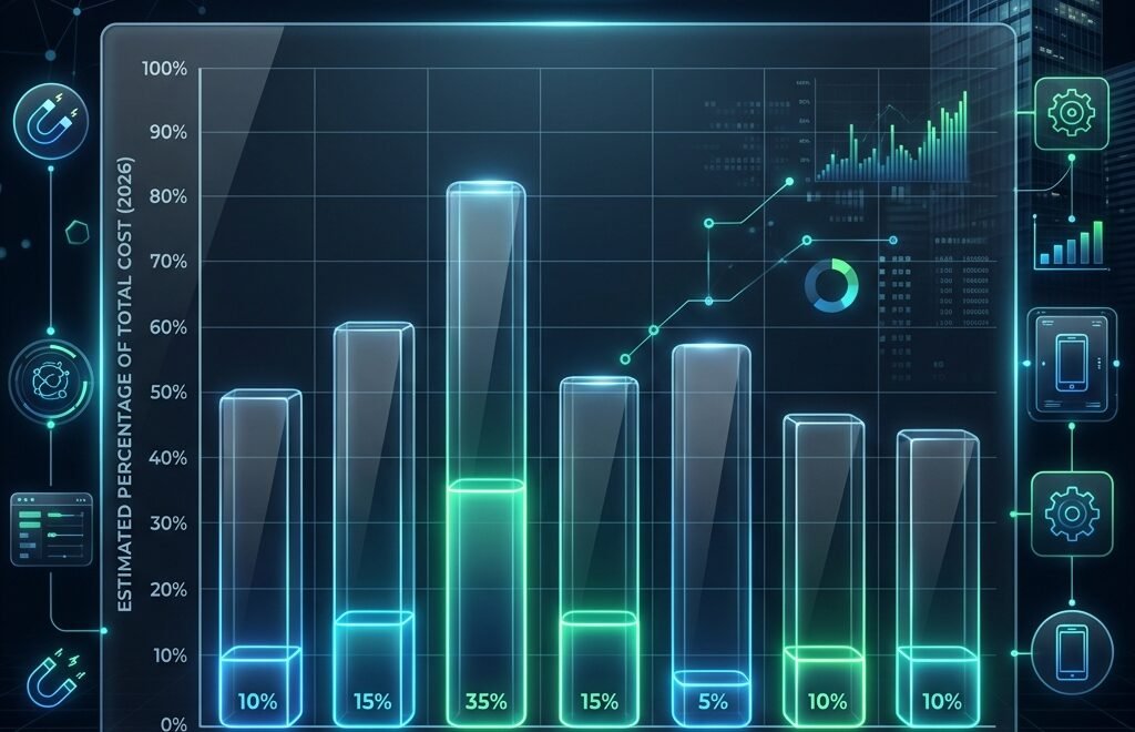 Bar chart showing mobile app development costs in 2026