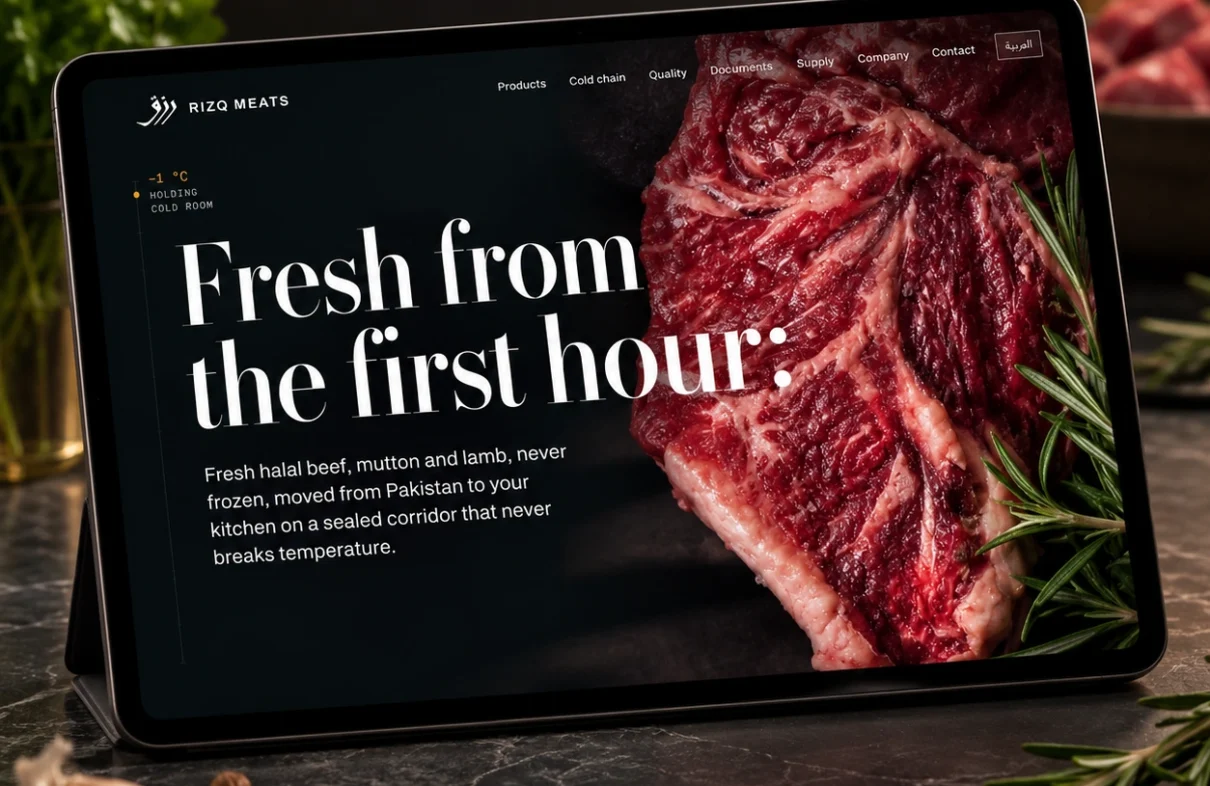 Rizq Meats — Cold Chain Website for Halal Meat Exporter